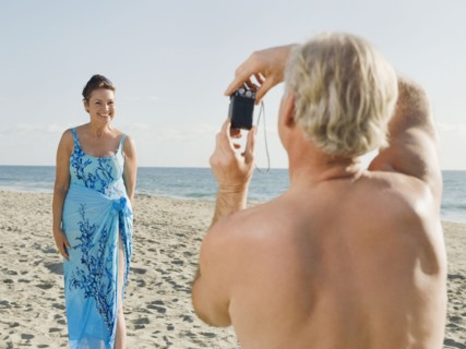 Couple on beach.