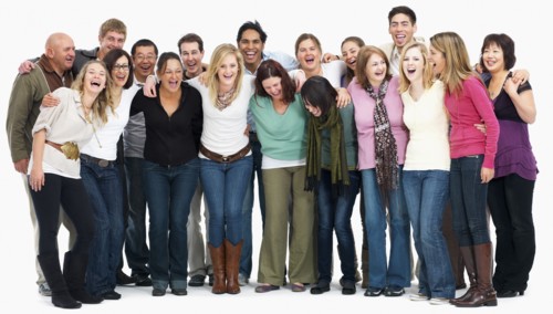 Group of laughing people. Photographe : momentimages