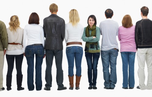 People in a line. Photographe : momentimages
