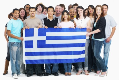 Group of people holding flag. Photographe : momentimages