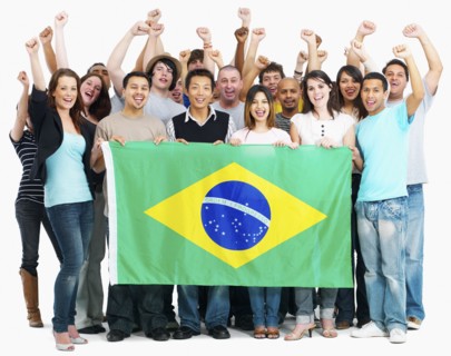 Group of people holding flag. Photographe : momentimages