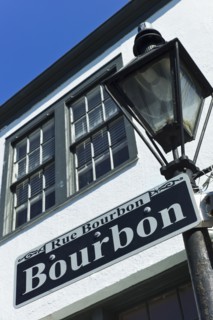 Bourbon Street sign and Lamp post.