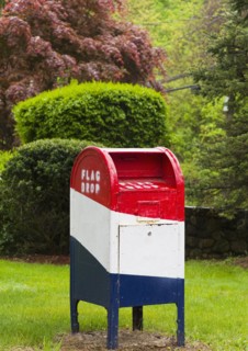 Red white and blue mailbox.