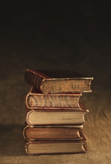 Stack of antique books.