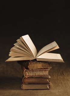 Stack of antique books.