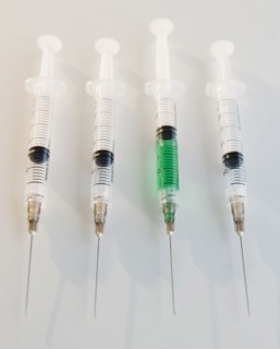 Four syringes. Photo : Jamie Grill