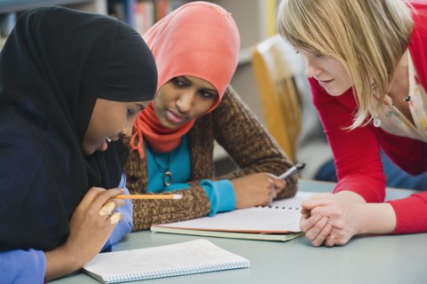 Adults students learning English as a second language.