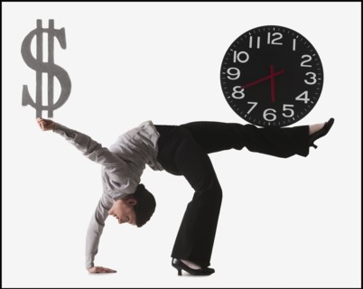 Businesswoman bending over backwards. Photo : Mike Kemp