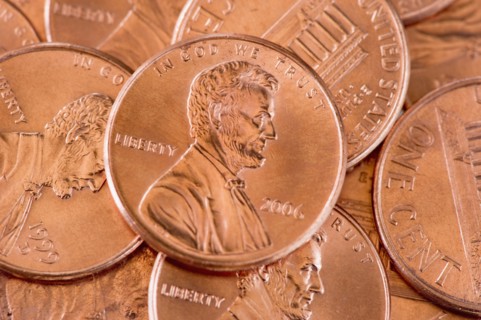 Several pennies.