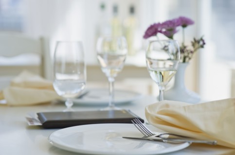 Dining table in restaurant.