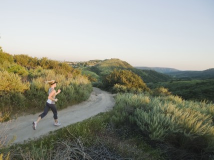 Woman trail running.