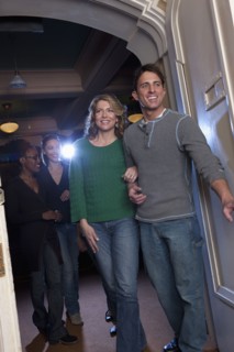 People exiting movie theatre. Photo : Dan Bannister