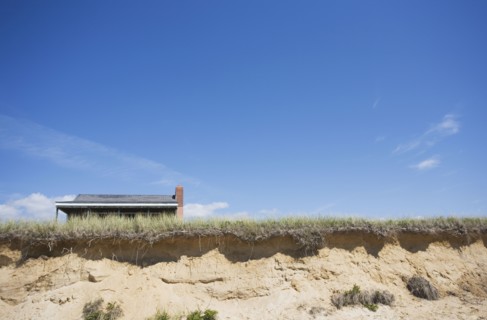 Dunes and roof in the background. Photo : Chris Hackett