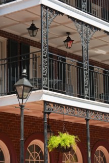 Balconies on building in the French Quarter of New Orleans.