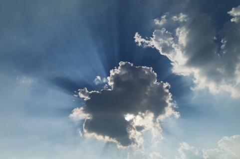 Clouds and light beam.