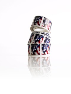 Roll of American postage stamps. Photo : David Arky