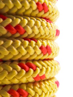 Stack of yellow rope. Photo : David Arky