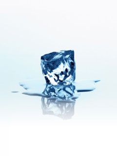 Melting ice cube. Photo. David Arky