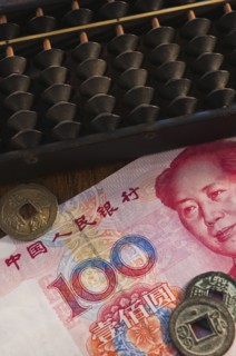 Abacus and Chinese currency.