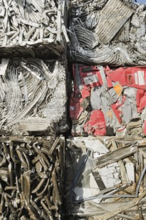 Stacks of recycled metal.