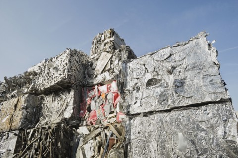 Stacks of recycled metal.