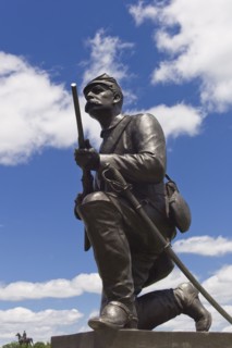 Memorial to first Pennsylvania cavalry on cemetery ridge.