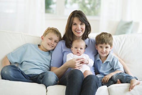 Mother and her three children.