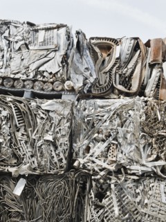 Stacks of recycled metal.