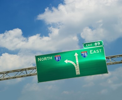 Interstate road sign.
