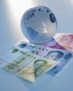 Globe on Chinese currency.