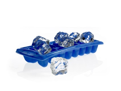 Tray of ice cubes. Photo. David Arky