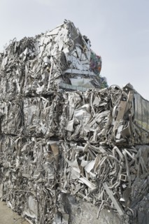 Stacks of recycled metal.