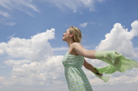 Carefree blond woman.