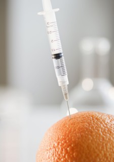 Syringe in orange. Photo : Jamie Grill