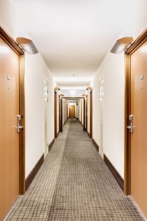 Hotel corridor. Photo : Jon Boyes