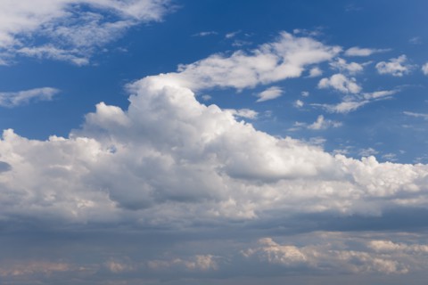 White clouds on blue sky.