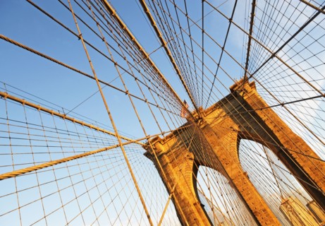 USA, New York State, New York City, Span of Brooklyn Bridge. Photo : fotog
