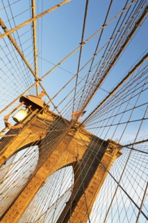 USA, New York State, New York City, Span of Brooklyn Bridge. Photo : fotog