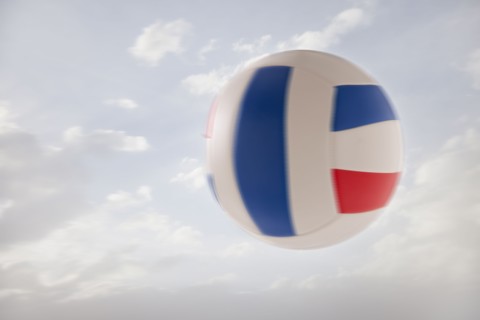 Volleyball against sky. Photo : Mike Kemp
