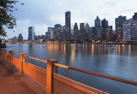 USA, New York State, New York City, Skyline with United Nations Buildings and United Nations Plaza