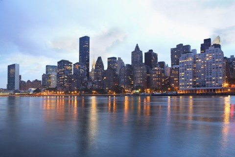 USA, New York State, New York City, Skyline with United Nations Buildings and United Nations Plaza