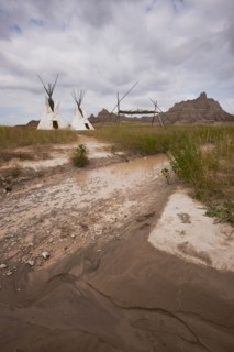 USA, South Dakota, Teepee in Badlands National Park.