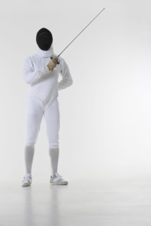 Studio shot of fencer.