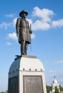 USA, Pennsylvania, Gettysburg, Cemetery Ridge, statue of soldier. Photo : Chris Grill