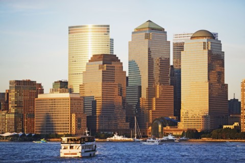 USA, New York State, New York City, World Financial Center at sunset. Photo : fotog