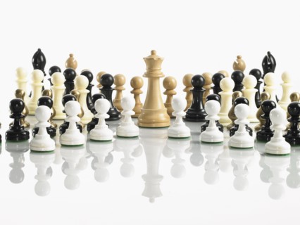 King with mixed teams of chess pieces. Photo : David Arky