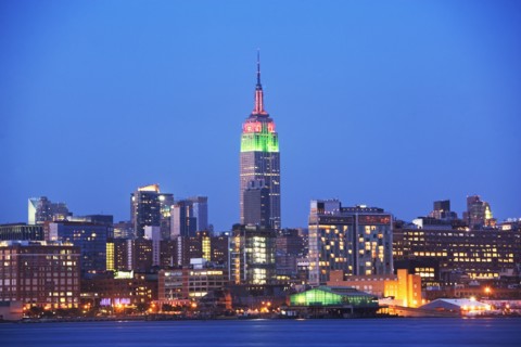 USA, New York State, New York City, Manhattan skyline with Empire State Building at twilight. Photo