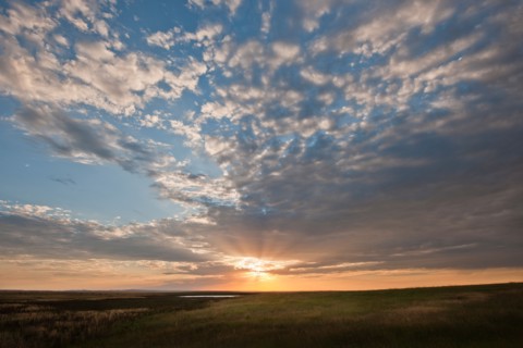 Sunset above prairie.