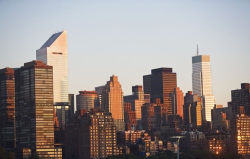 USA, New York State, New York City, Manhattan skyline with Citigroup Center in sunlight. Photo :