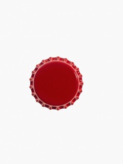 Studio shot of red bottle cap. Photo : David Arky